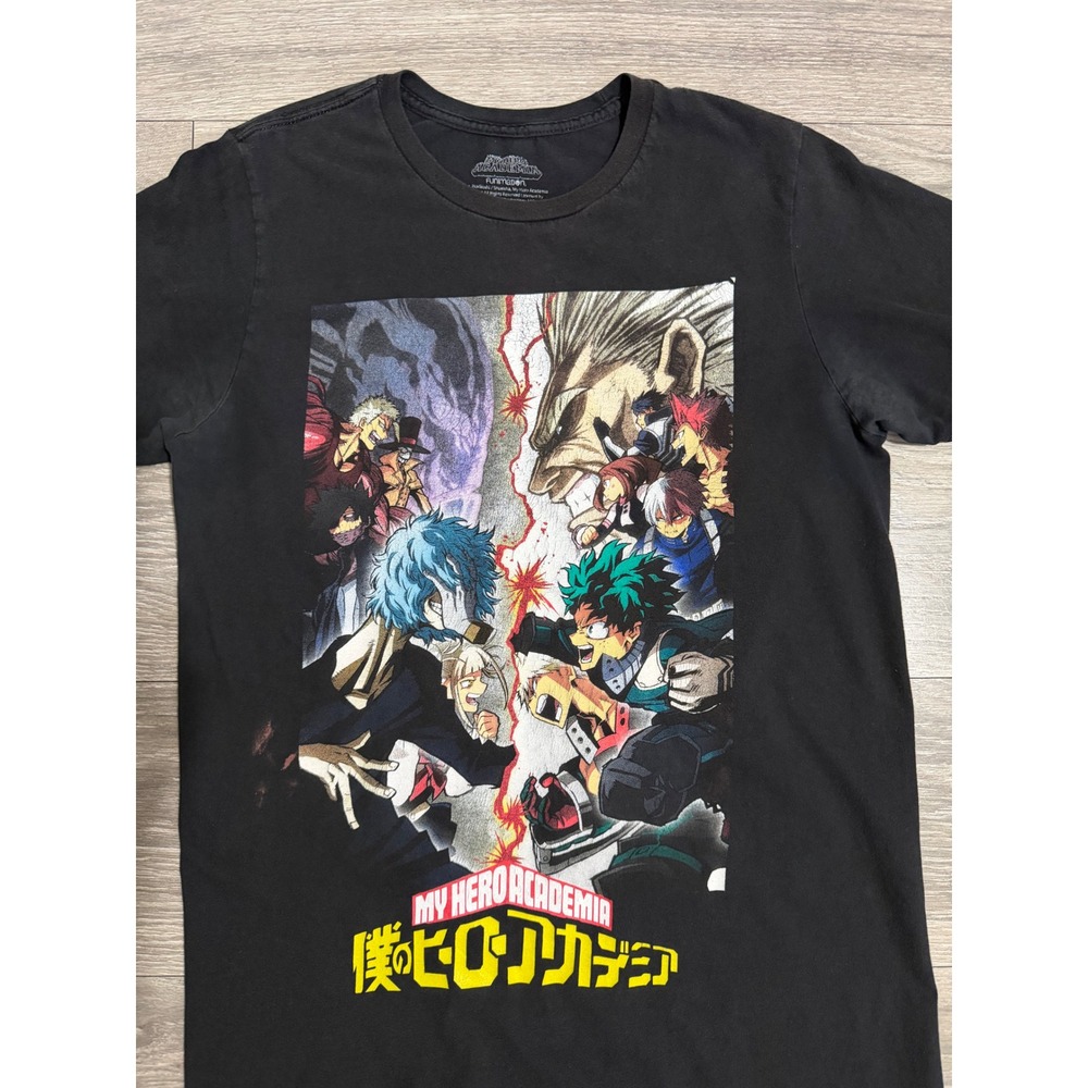 My Hero Academia Mens Graphic T-Shirt Black Anime Heroes vs Villains Size M
